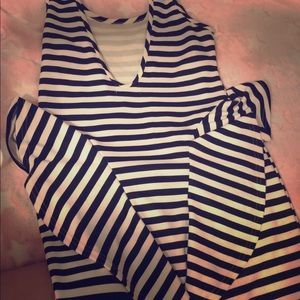 Stripe dress with black lace on the bottom 🤍🖤